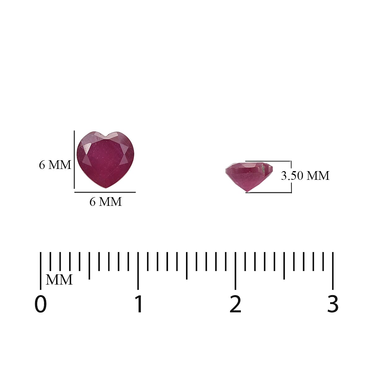 African Ruby (FF) Heart 6 mm 1.00 Ct.