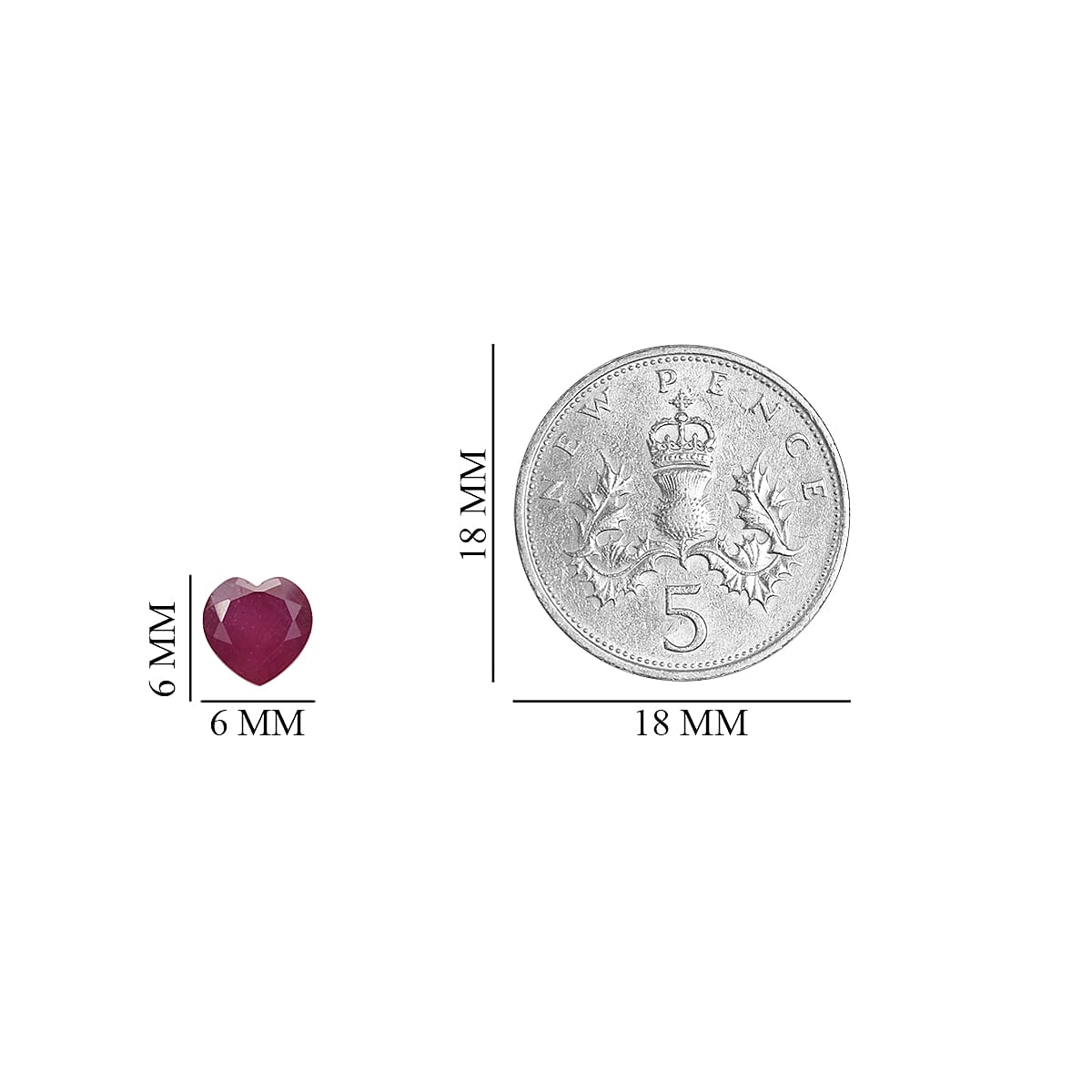 African Ruby (FF) Heart 6 mm 1.00 Ct.