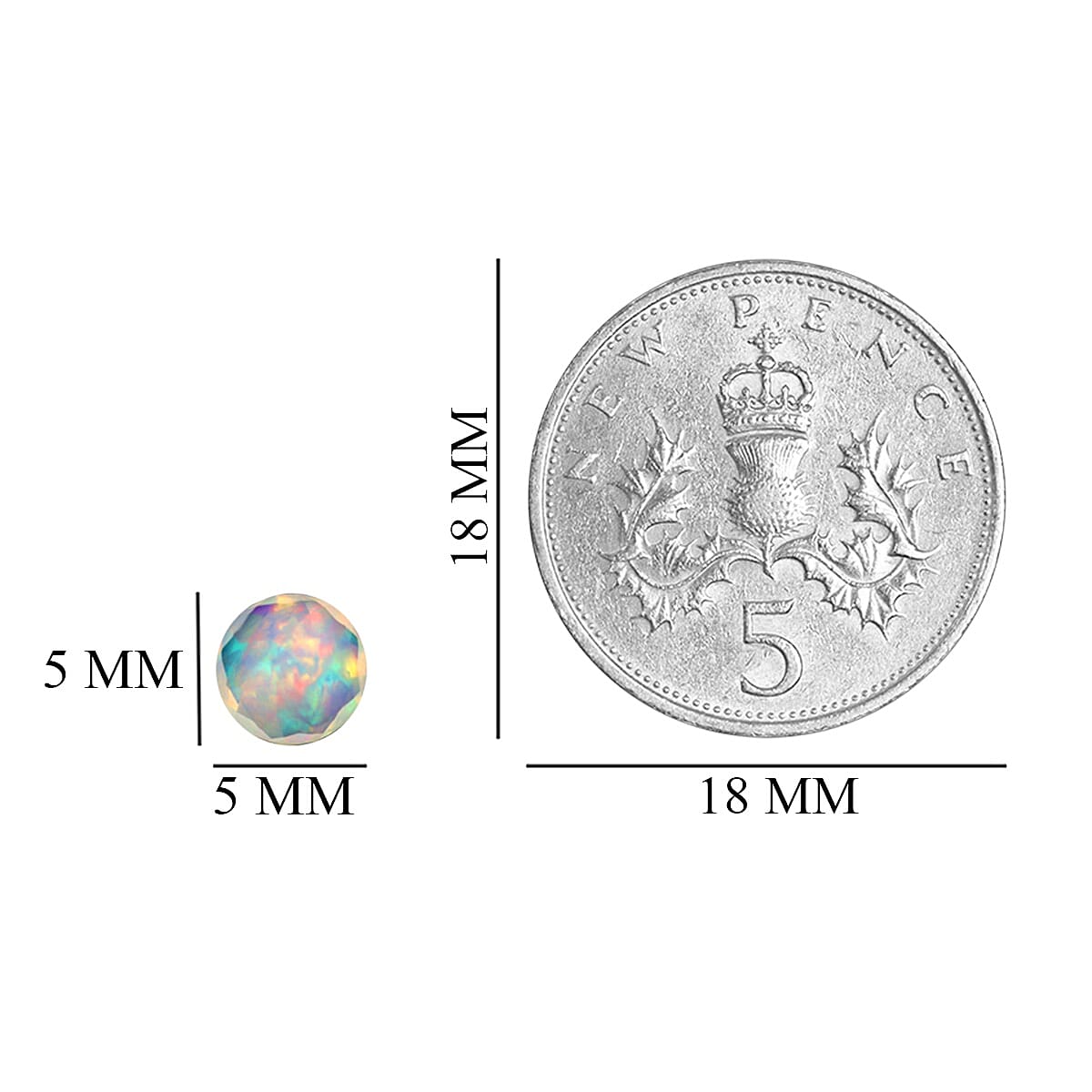 Set of 5 - AA Ethiopian Welo Opal Round 5 mm 1.40 Ct.