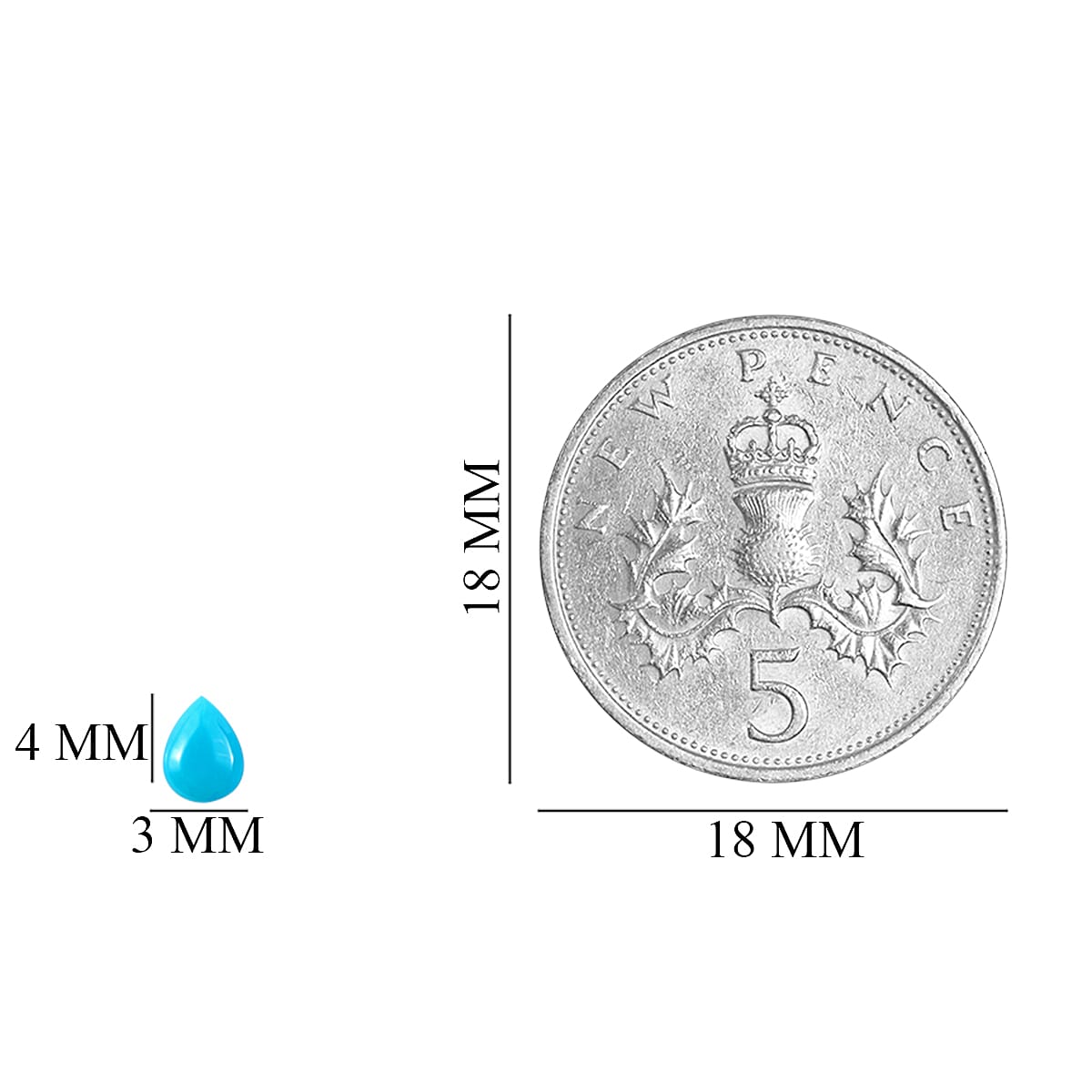 Set of 6 - AAA Arizona Sleeping Beauty Turquoise Pear 4x3 mm 0.87 Ct.