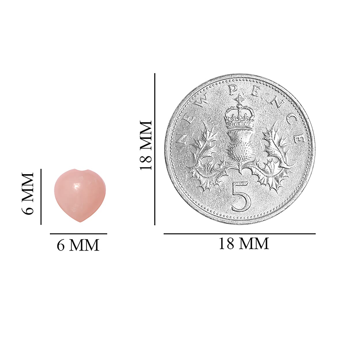 Set of 2 - Pink Opal Heart 6 mm 1.04 Ct.