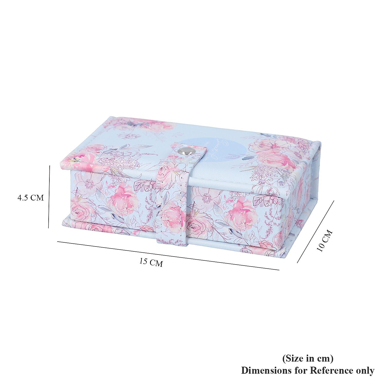 Portable Jewellery Ink Rose Pattern Book with Magnetic Button Lock (Size:15x10x4.5Cm) - Baby Blue and Pink