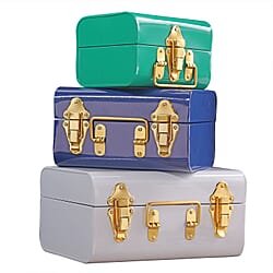 Set of 3 - Storage Trunk with Lock - Pink & Multi