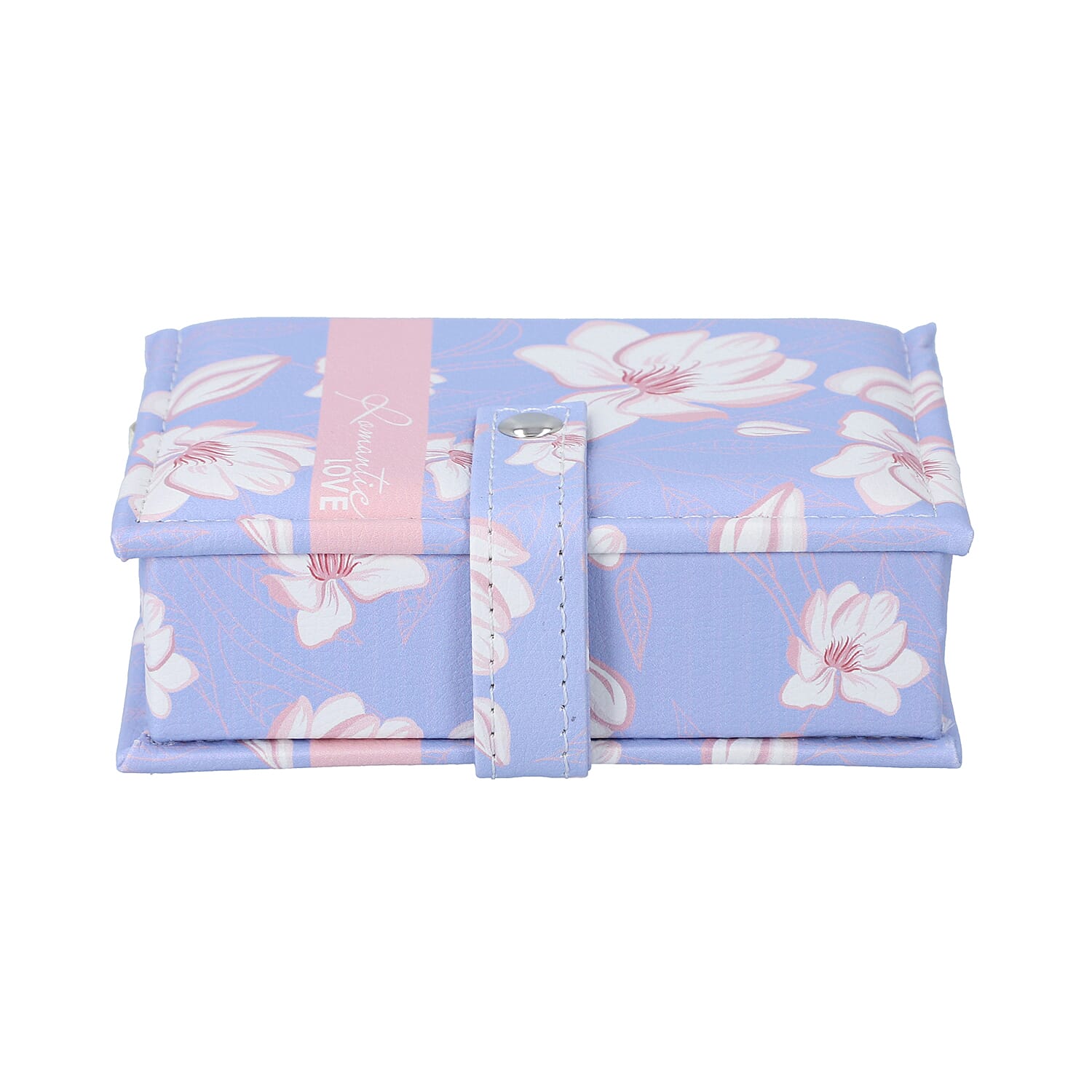 Jewellery Lotus Pattern Book with Magnetic Button Lock (Size-15x10x4.5Cm) - Lilac and White