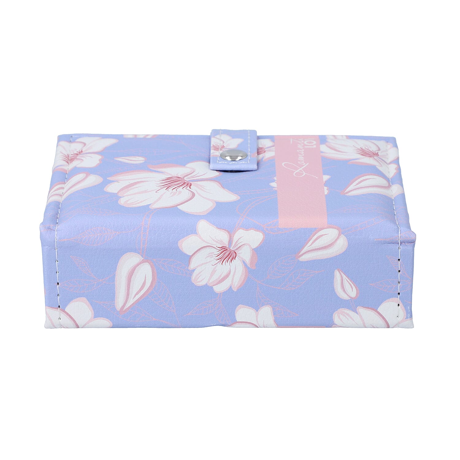 Jewellery Lotus Pattern Book with Magnetic Button Lock (Size-15x10x4.5Cm) - Lilac and White