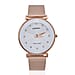 JOWISSA SWISS Ronda Diamond Cut and Crystal Studded White Enamel Dial FACET Watch with Rose Gold Tone Mesh Band