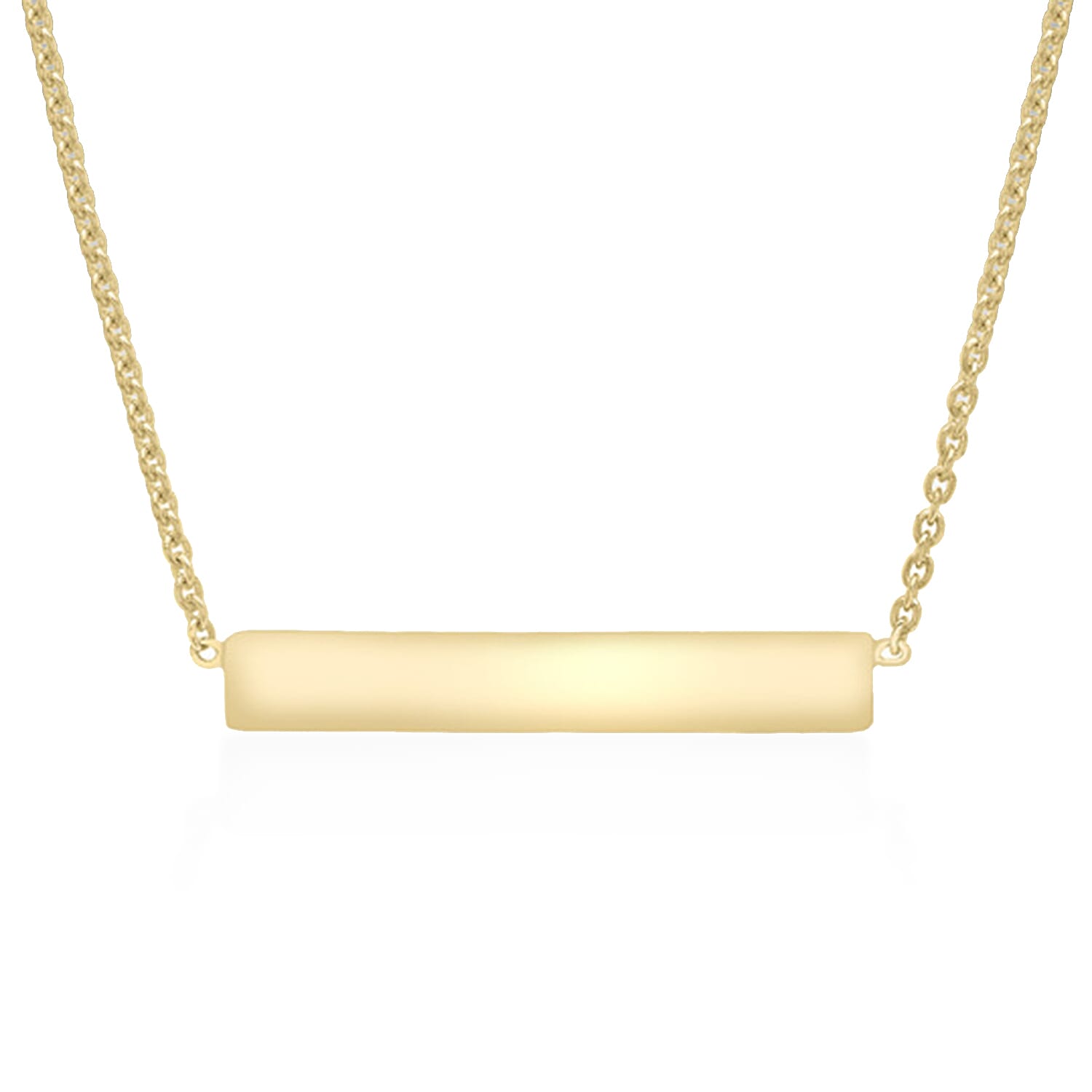 9K Yellow Gold Bar Necklace (Size 16 with 1 inch Extender) with Lobster Clasp