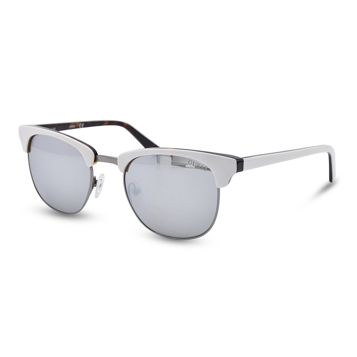 GUESS White Clubmaster Sunglasses with Silver Lenses