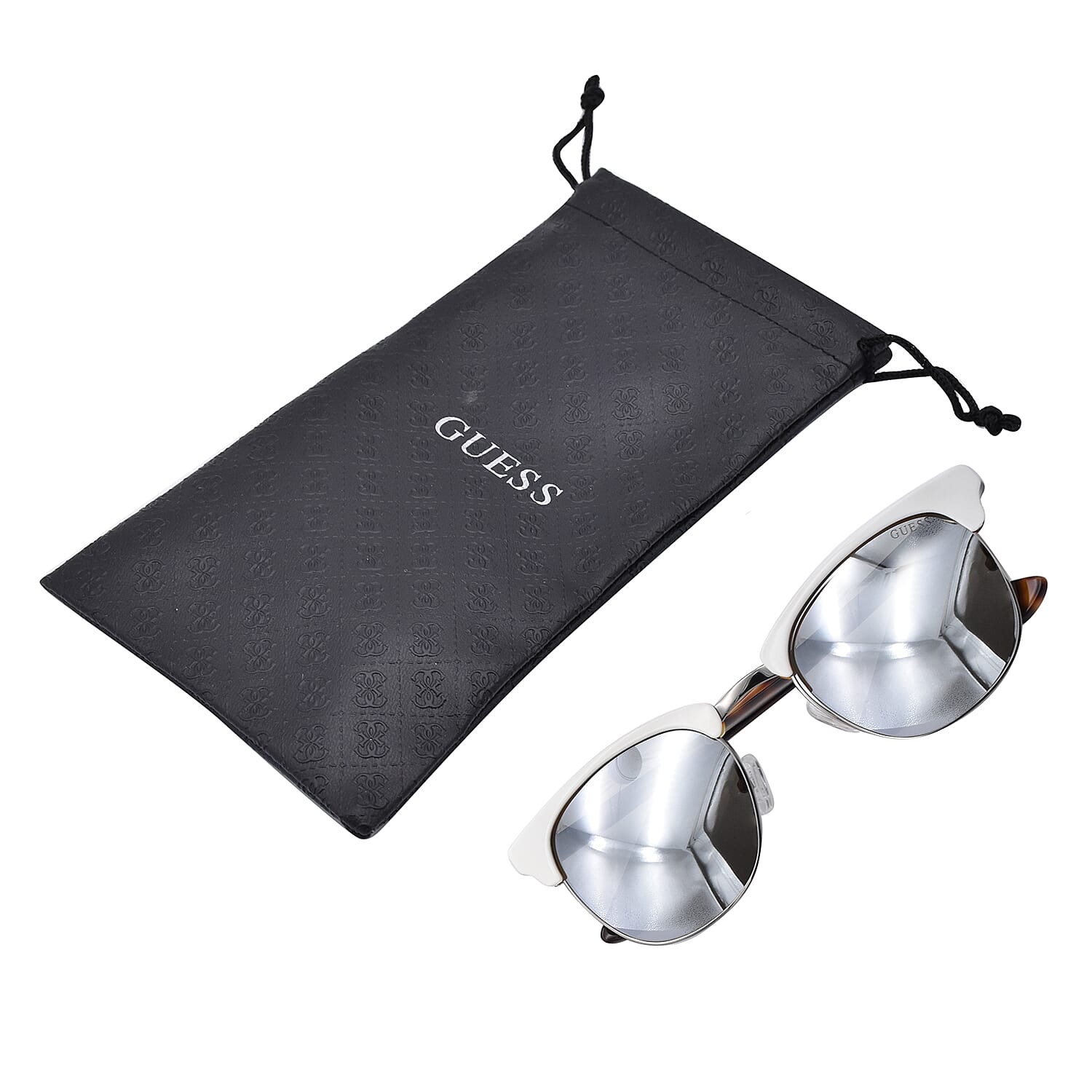 GUESS White Clubmaster Sunglasses with Silver Lenses