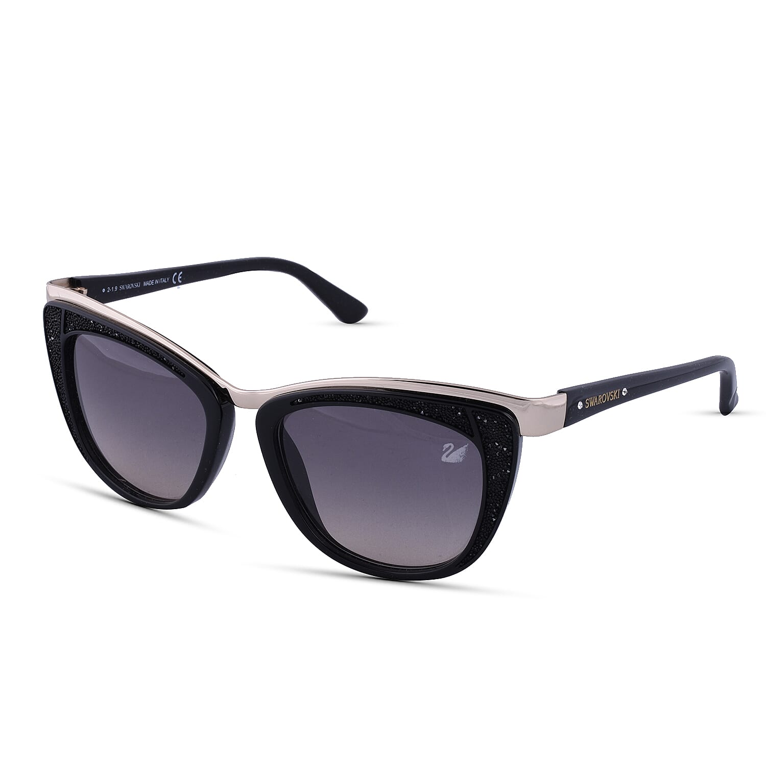 Black Cat-Eye Sunglasses wuth Gold Trim