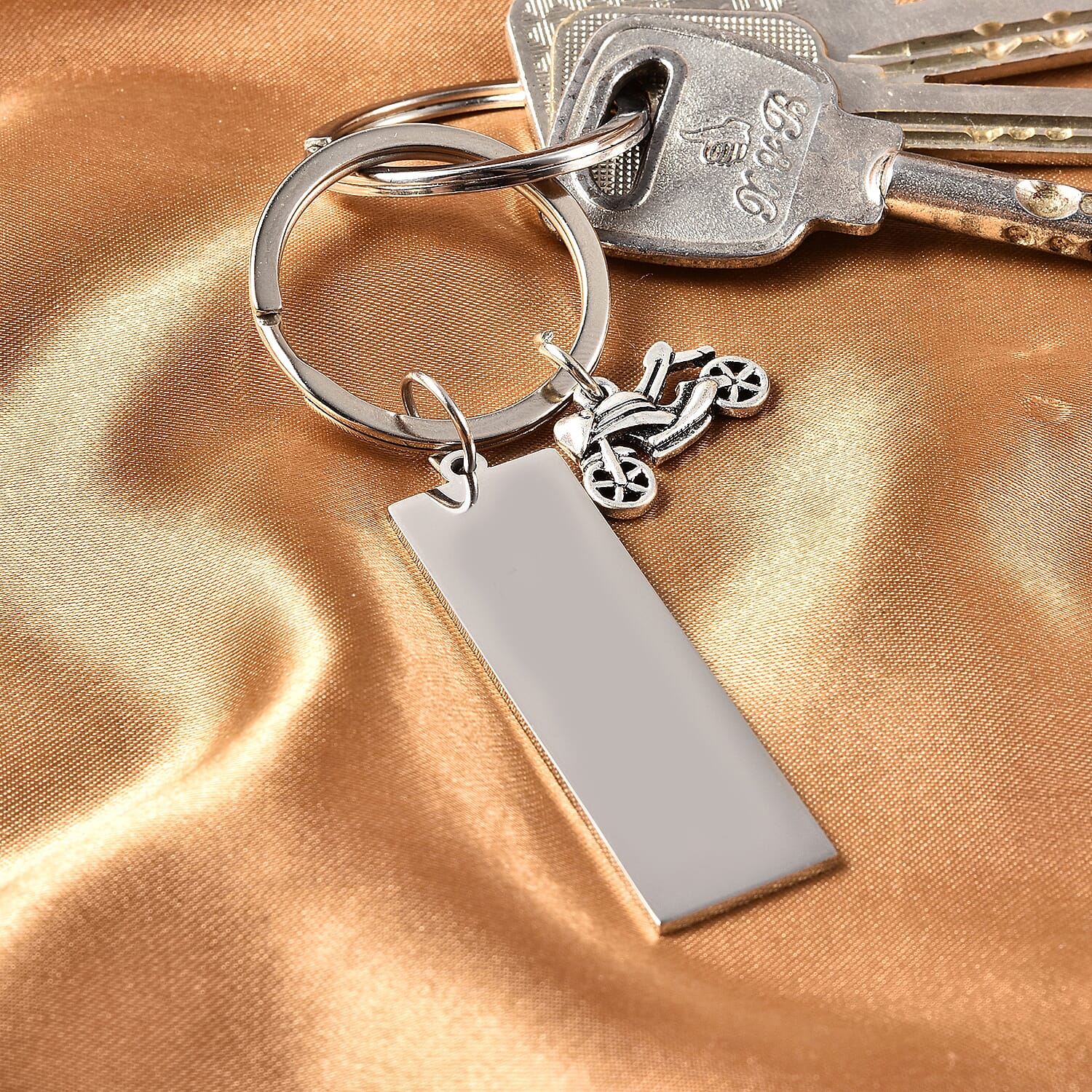 Keychain with Quote in Stainless Steel