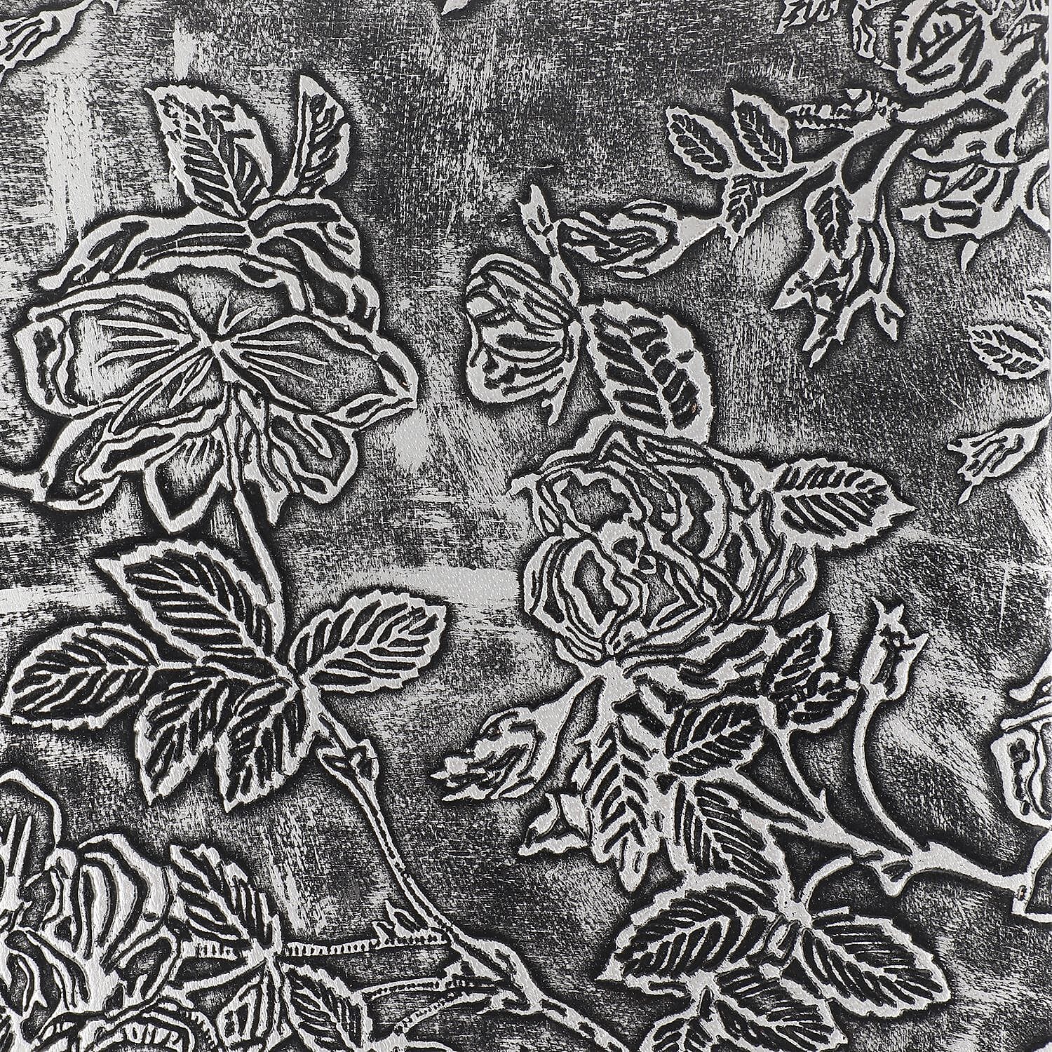 100% Genuine Leather Embossed Jewellery Box (Size 18x20x4 Cm) - Grey