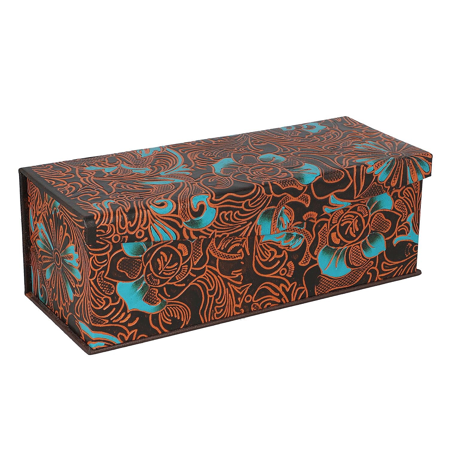 100% Genuine Leather Embossed 2 Tier Jewellery Box (Size 31x12x11 Cm) - Multi