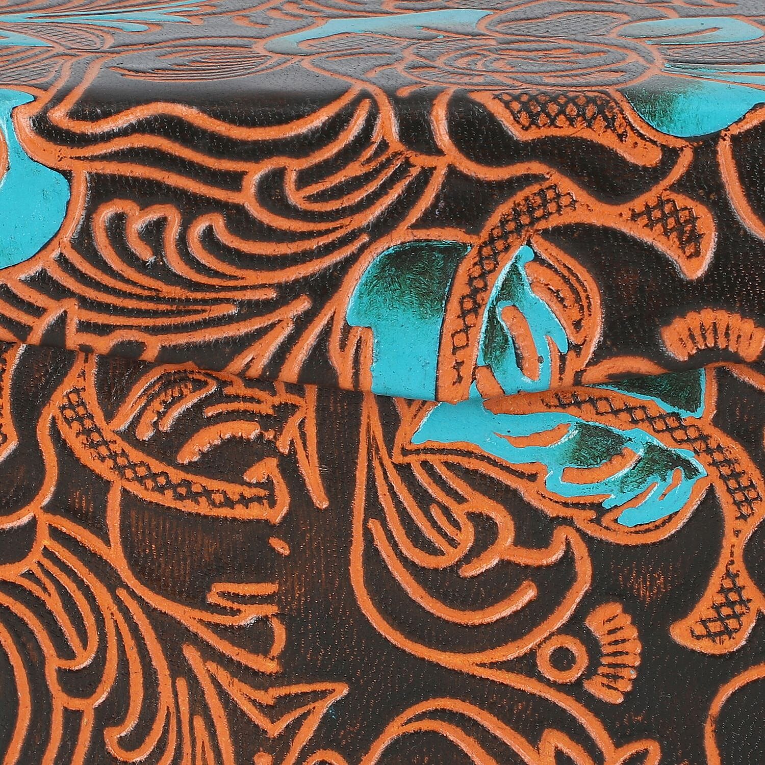 100% Genuine Leather Embossed 2 Tier Jewellery Box (Size 31x12x11 Cm) - Multi