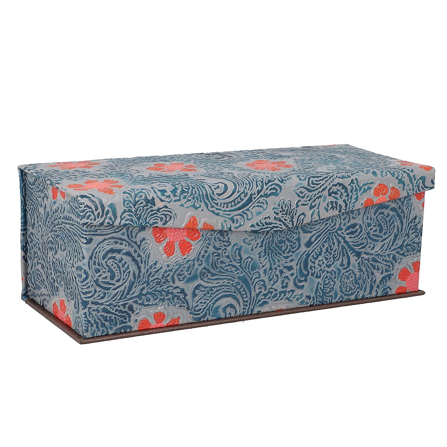 100% Genuine Leather Embossed 2 Tier Jewellery Box (Size 31x12x11 Cm) - Multi