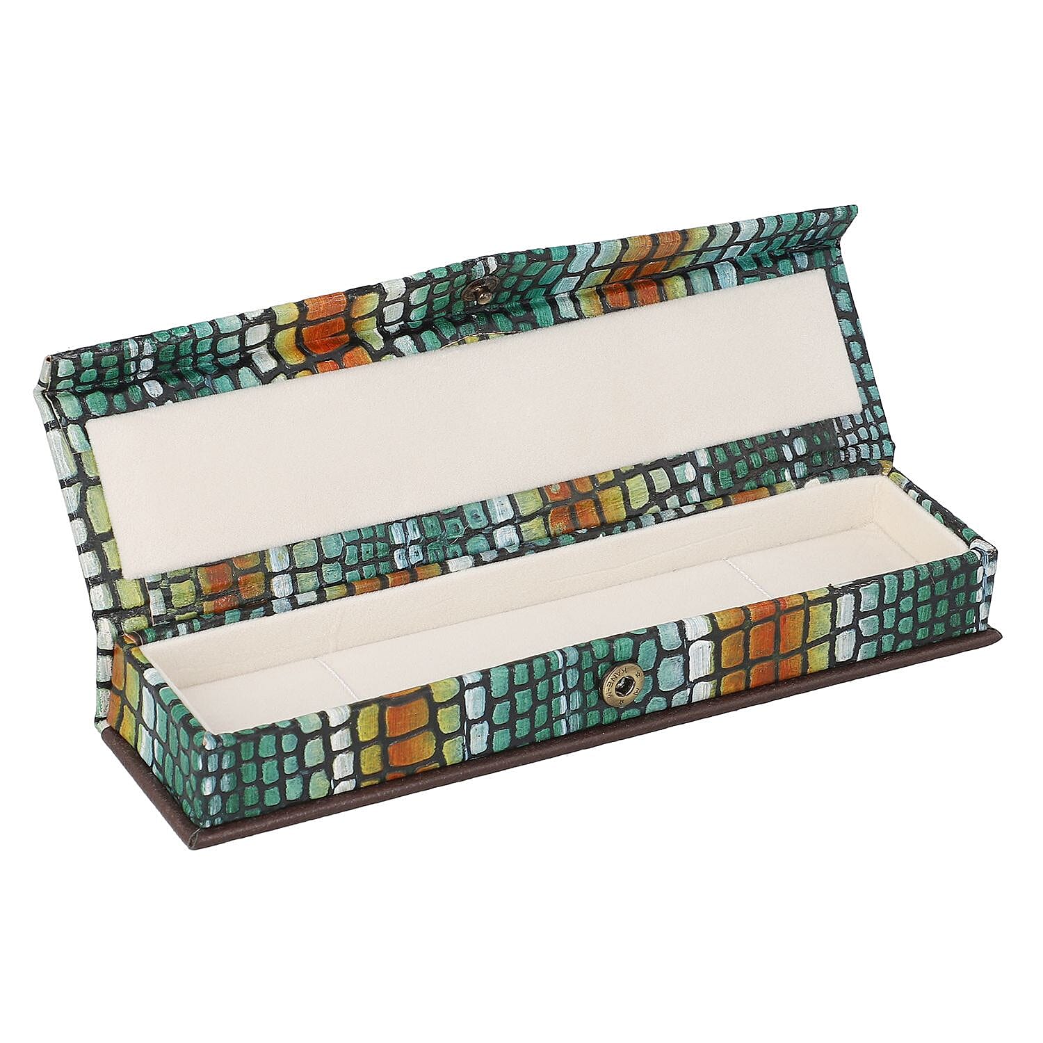 100% Genuine Leather Handcrafted Embossed Jewellery Box (Size 23x5x3 Cm) - Multi