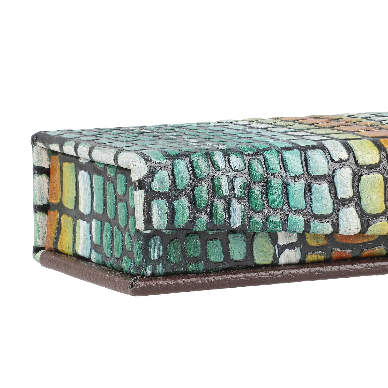 100% Genuine Leather Handcrafted Embossed Jewellery Box (Size 23x5x3 Cm) - Multi