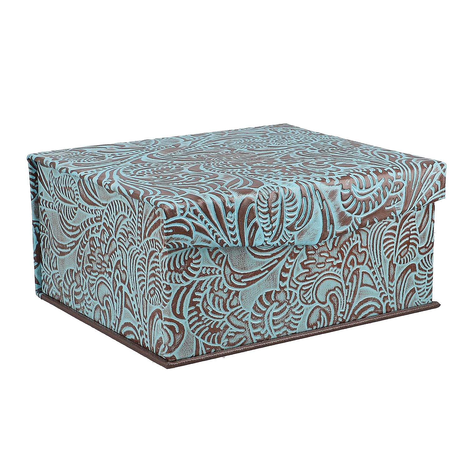 GENUINE LEATHER EMBOSSED 2 TIER JEWELRY BOX Color Multi
