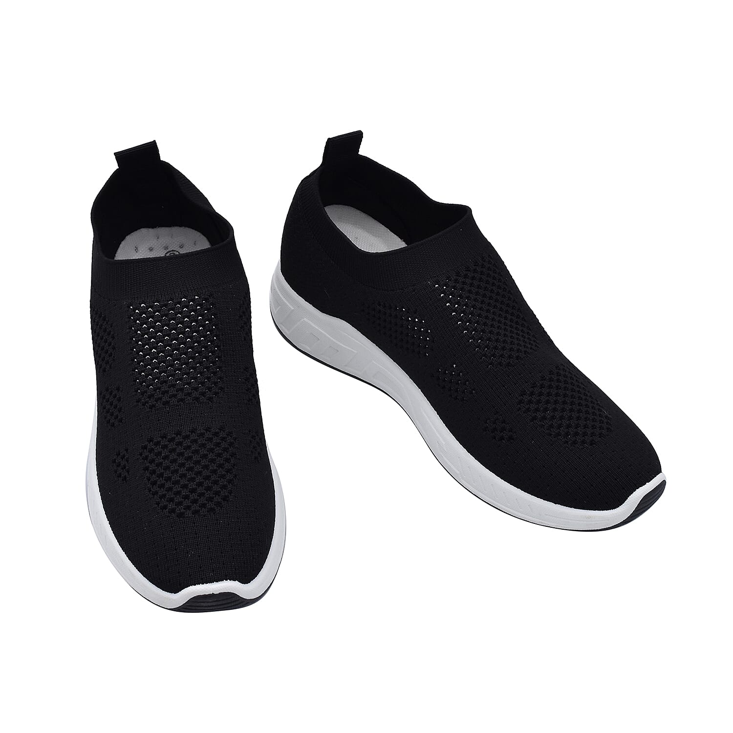 Fly Knit Ankle Trainers in Black (Size 3)