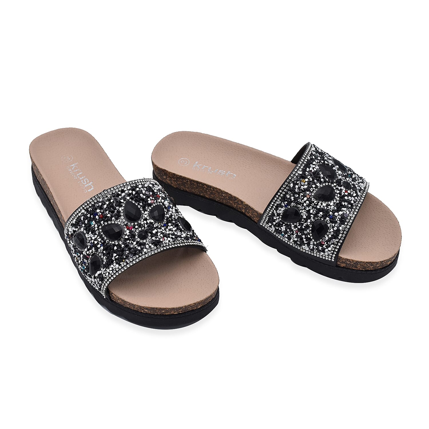 Diamante Pattern Flat Slider in Black (Size 3)