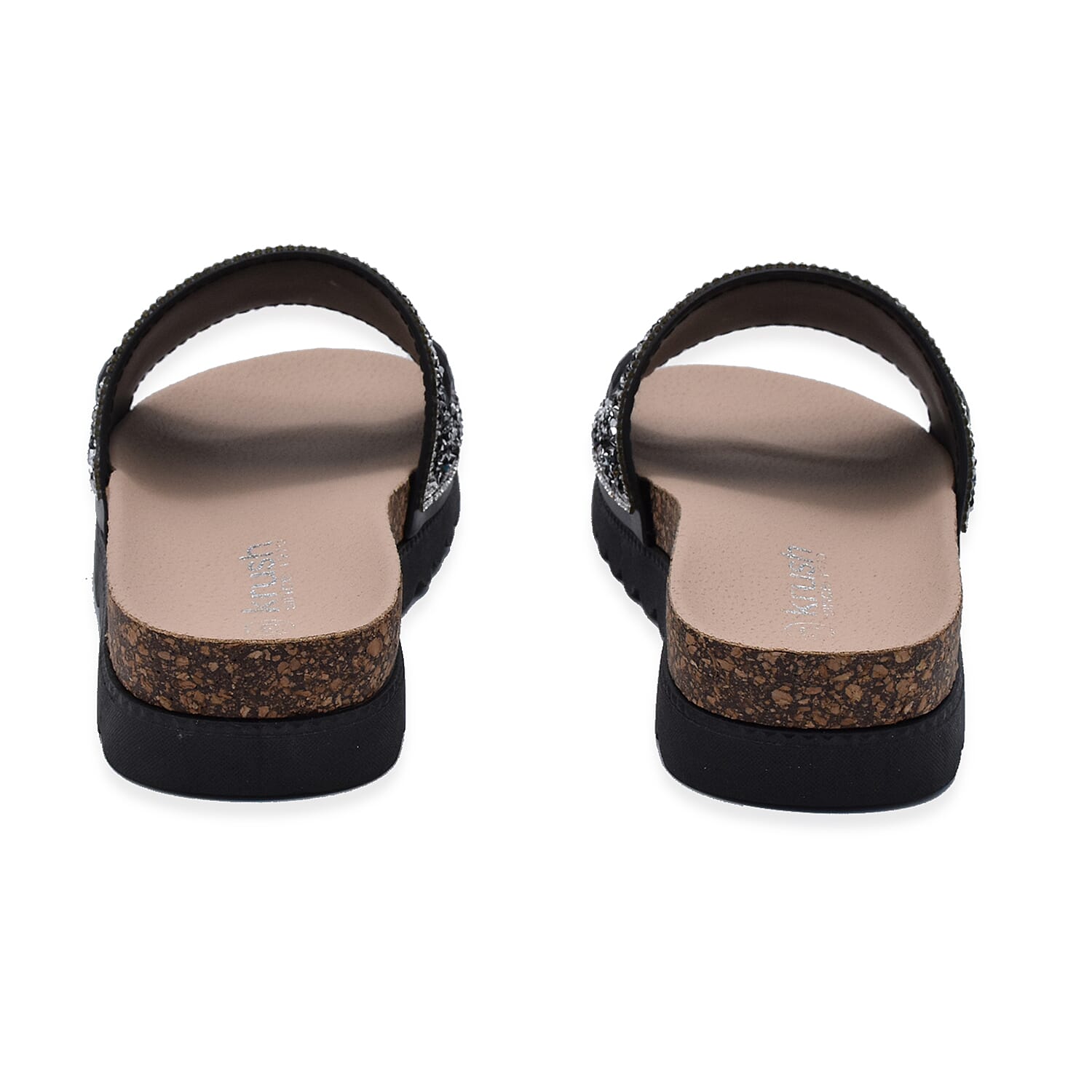 Diamante Pattern Flat Slider in Black (Size 3)