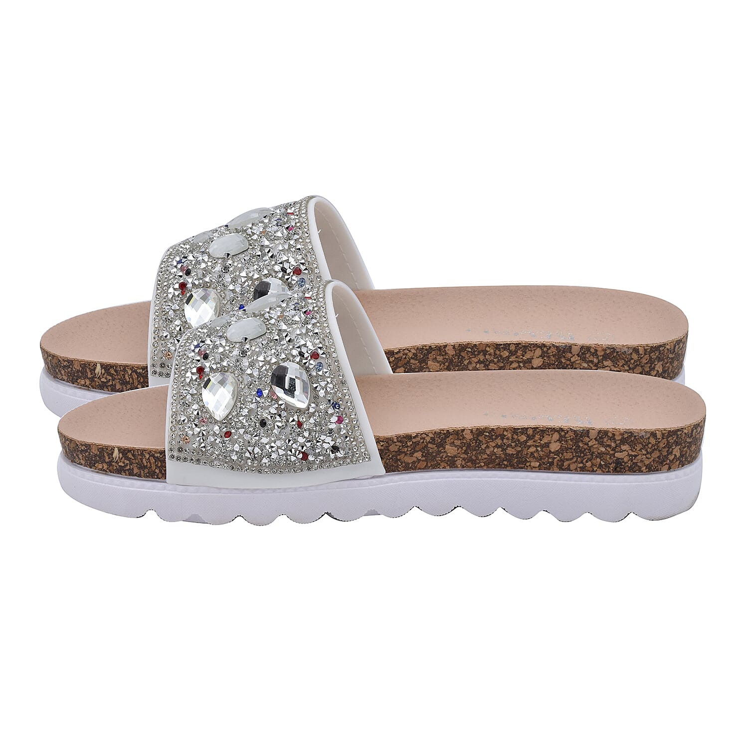 Diamante Pattern Flat Slider in Black (Size 3)