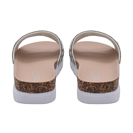 Diamante Pattern Flat Slider in White (Size 5)