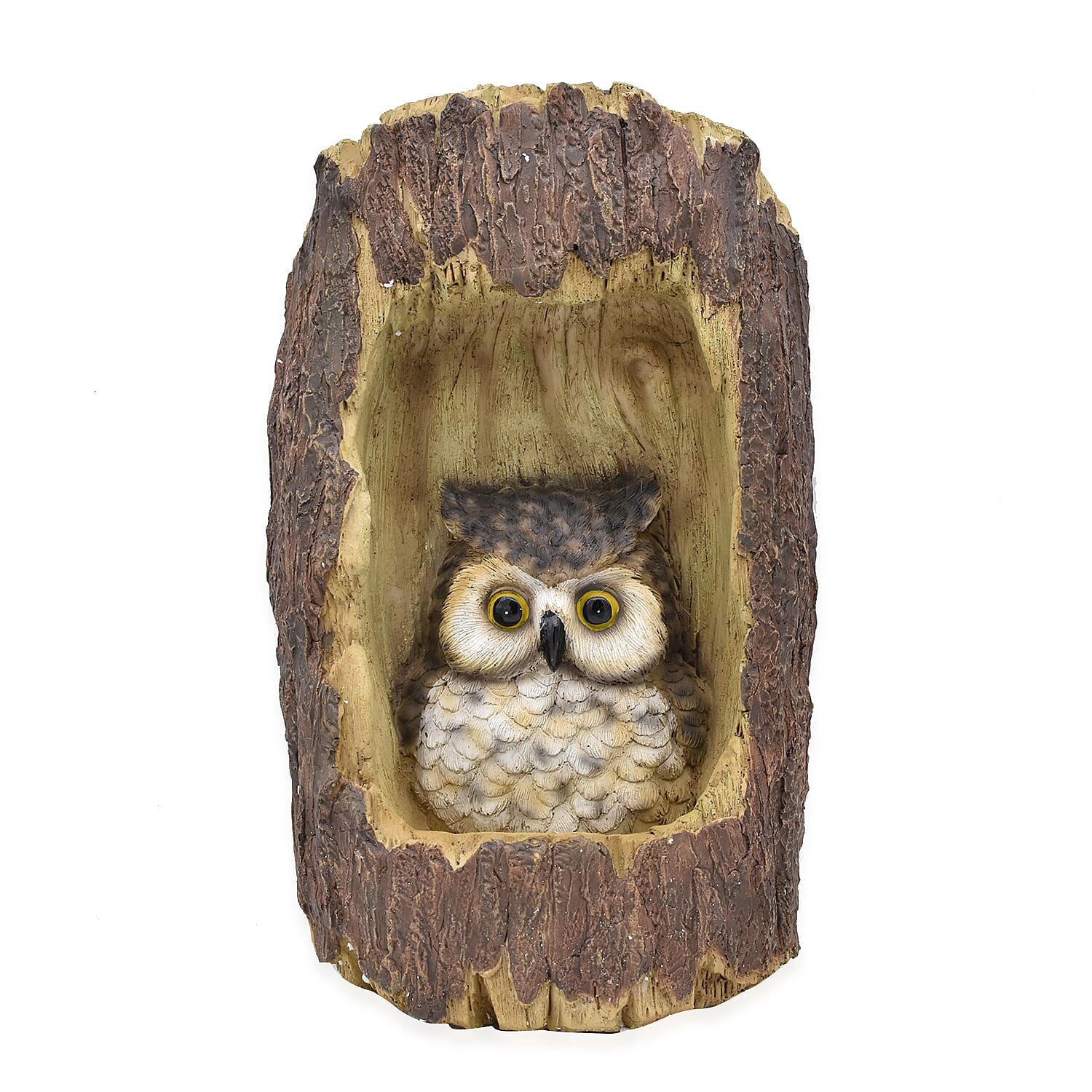 Decorative Solar Owl in Tree Trunk Light