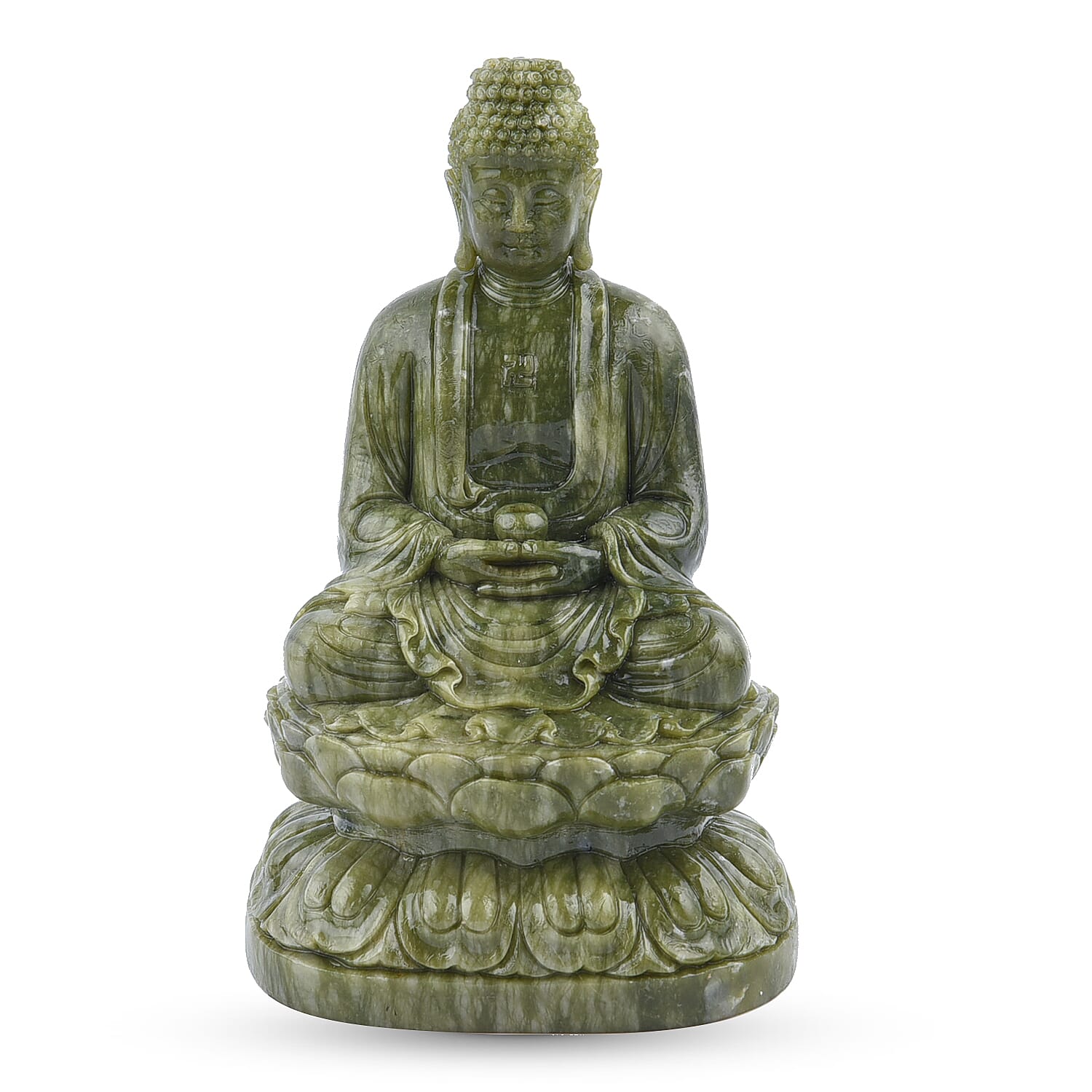 Decorative Handmade Green Serpentine Buddha (Size 20x13Cm)