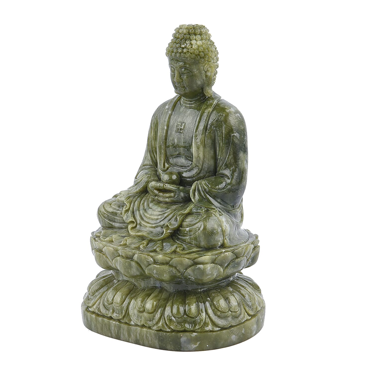 Decorative Handmade Green Serpentine Buddha (Size 20x13Cm)