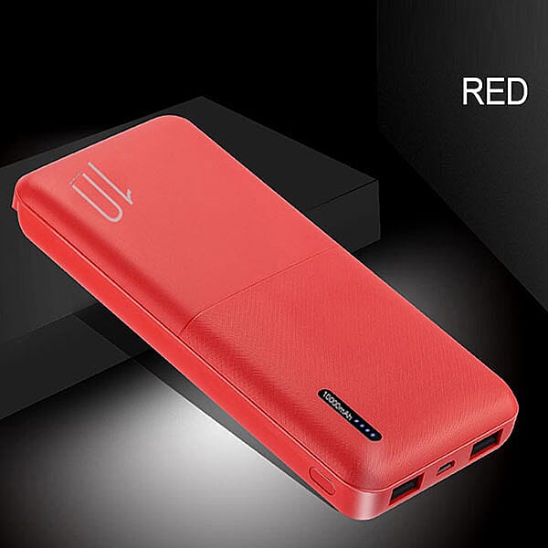 Wesdar 10000 mah Portable Power Bank S69 with Double USB Output (Size:10x6Cm) - Red