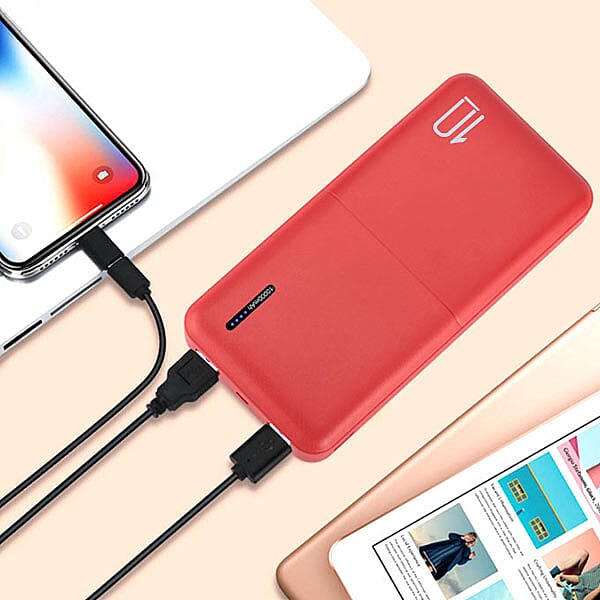 Wesdar 10000 mah Portable Power Bank S69 with Double USB Output (Size:10x6Cm) - Red