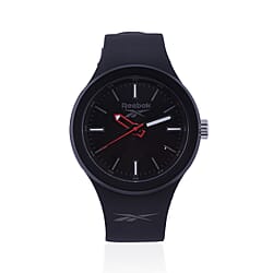 Reebok Water Resistant Sports Watch with Silicone Strap in Black