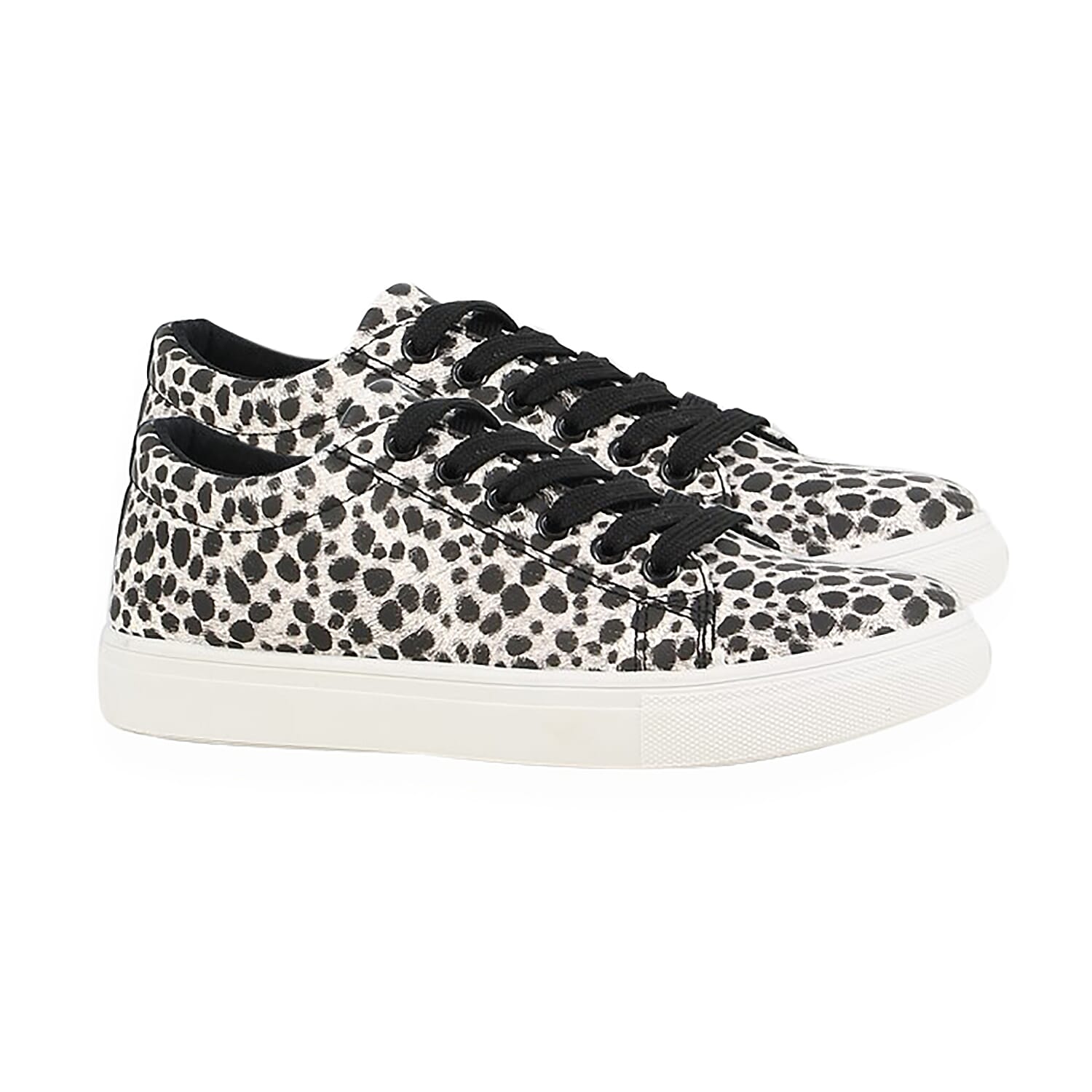 Leopard Pattern Lace-Up Trainers in Brown (Size 3)