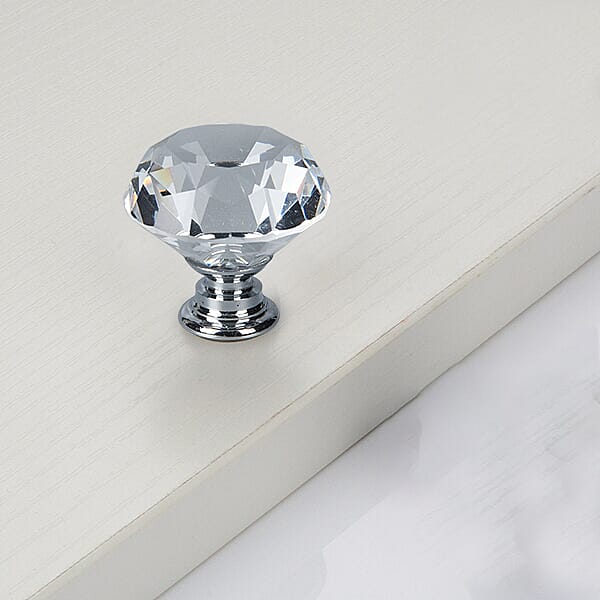 Set of 16 - Crystal Drawer Knobs (Suitable for Kitchen Cabinets, Drawers, Cupboards and Dressing Table) (Size:3x1.5Cm) - Silver