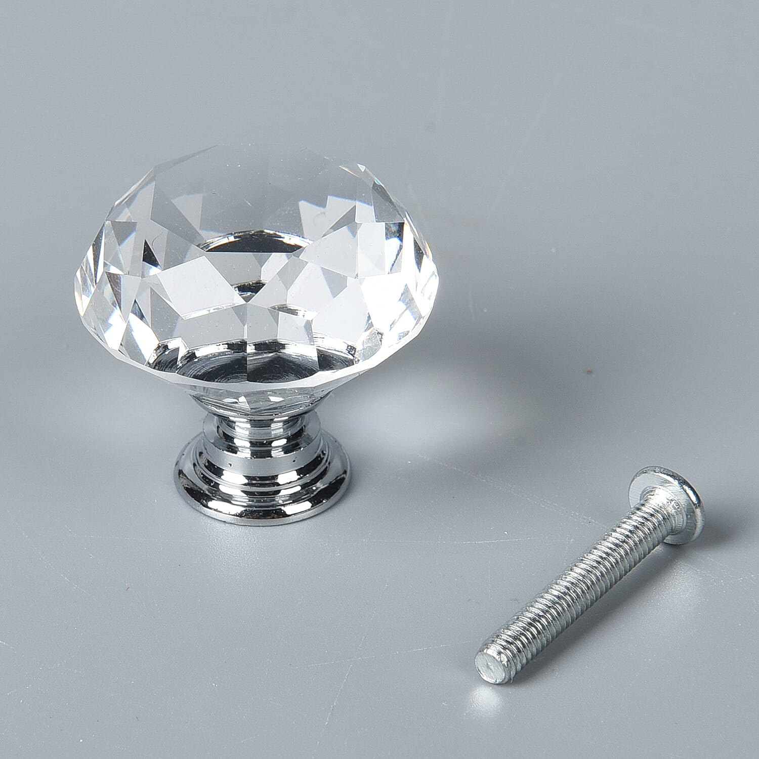 Set of 16 - Crystal Drawer Knobs (Suitable for Kitchen Cabinets, Drawers, Cupboards and Dressing Table) (Size:3x1.5Cm) - Silver