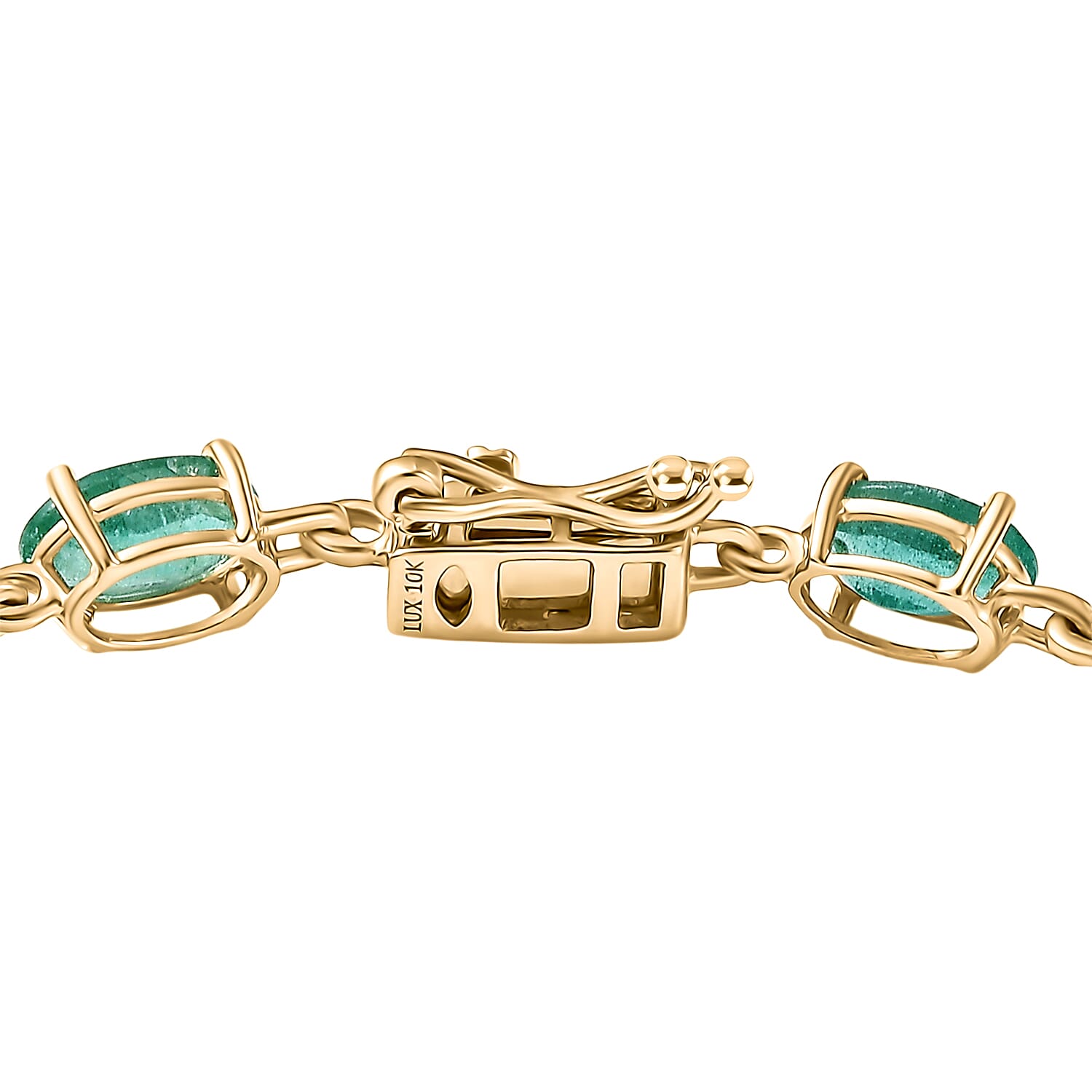 Treasures OF Zambia - Luxoro - 10K Yellow Gold AAA Natural Zambian Emerald Tennis Bracelet (Size - 8) 10.90 Ct