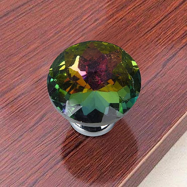 Set of 12 - Crystal Drawer Knobs (Suitable for Kitchen Cabinets, Drawers, Cupboards and Dressing Table) (Size:3x1.5Cm) - Silver and Multi