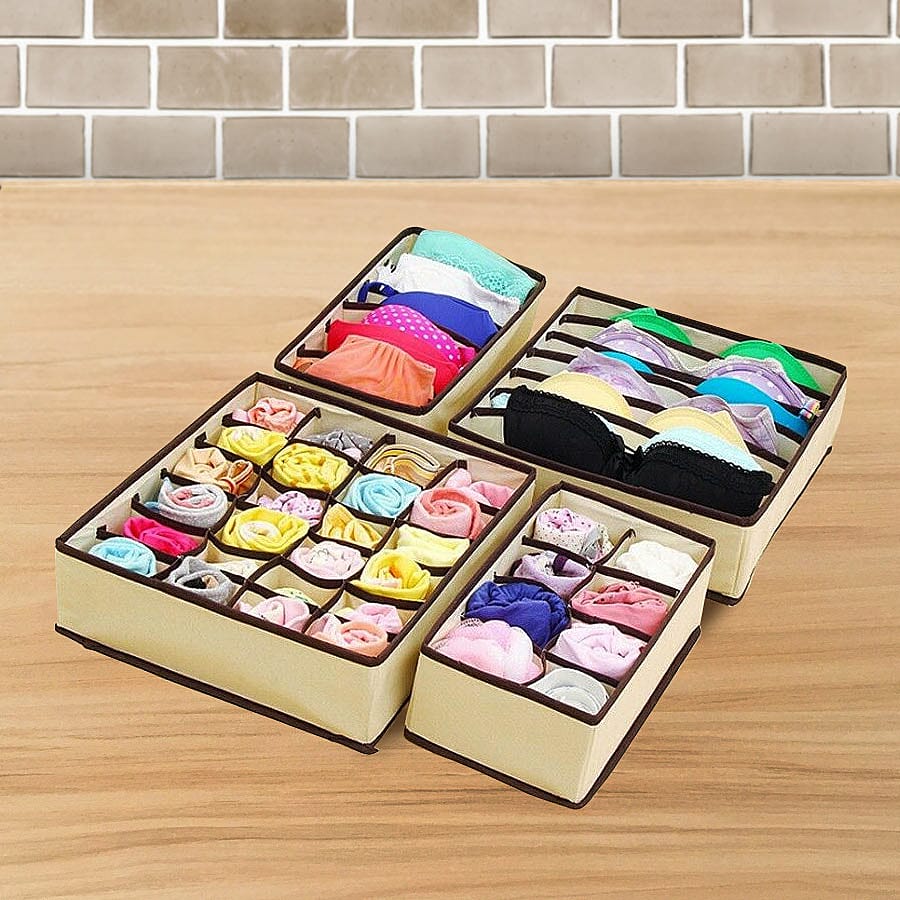 Set of 4 - Smart Storage Organisers - Beige
