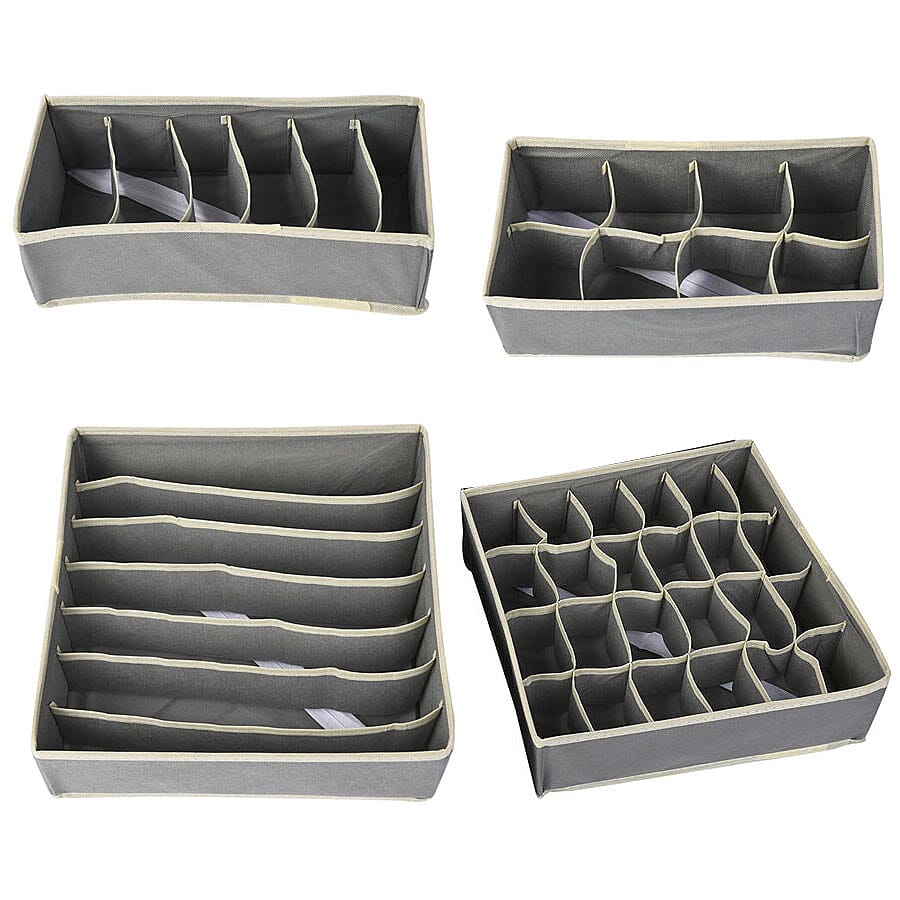 Set of 4 - Space Saver And Smart Organisers - Grey