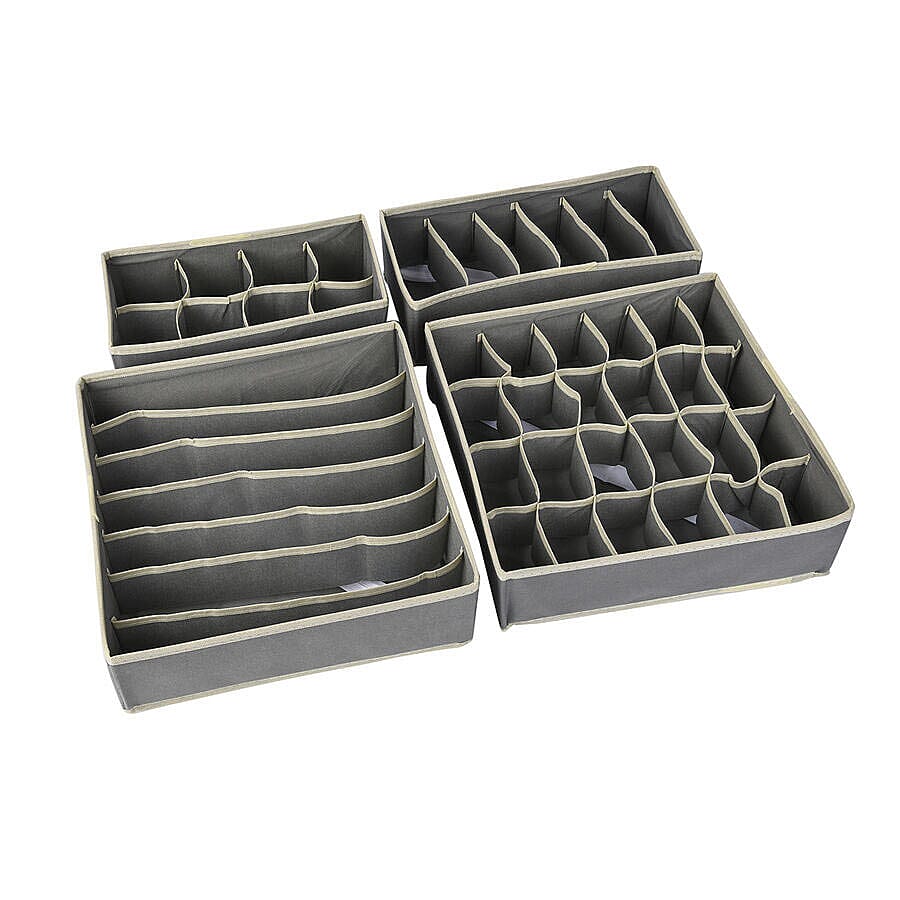 Set of 4 - Space Saver And Smart Organisers - Grey
