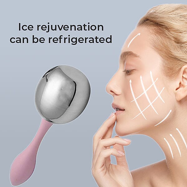 Set of 2 Facial Massage Ice Globes (Size-15x4.5Cm) - Pink Handle