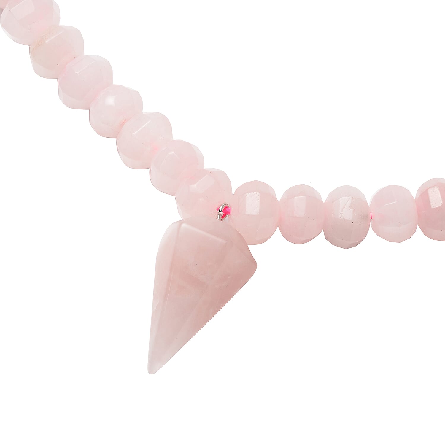 Rose Quartz Beads Necklace (Size - 18) in Platinum Overlay Sterling Silver 329.00 Ct.