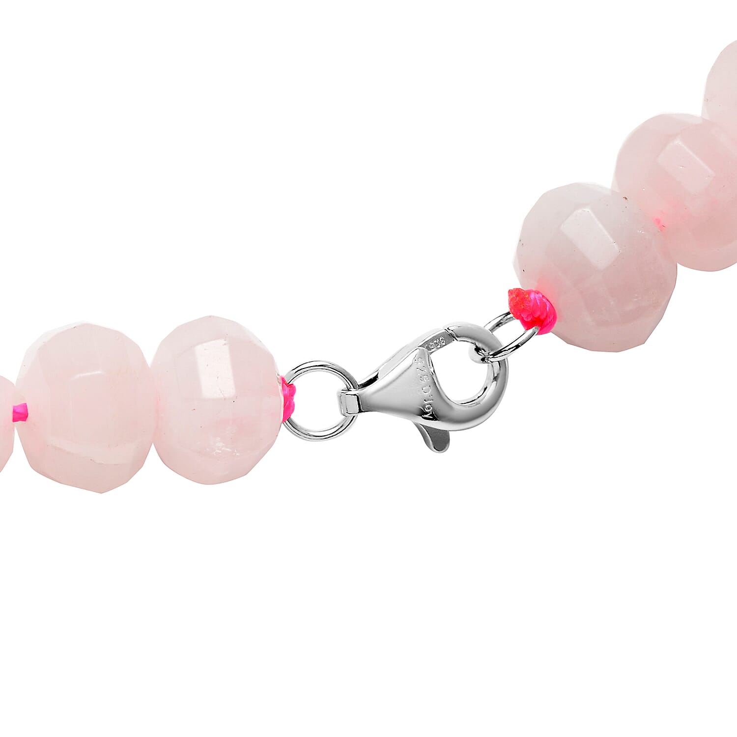 Rose Quartz Beads Necklace (Size - 18) in Platinum Overlay Sterling Silver 329.00 Ct.