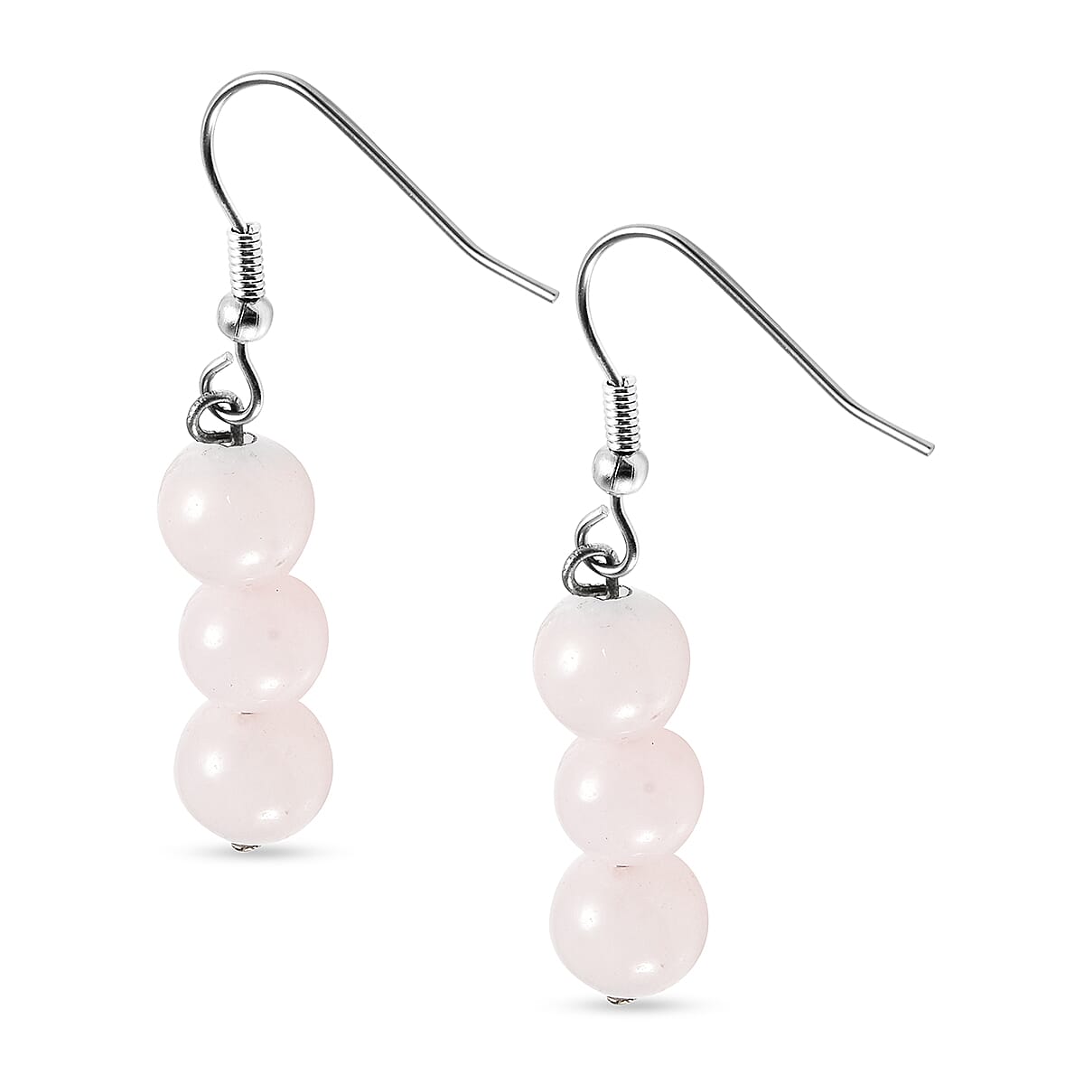 Rose Quartz Earrings in Stainless Steel