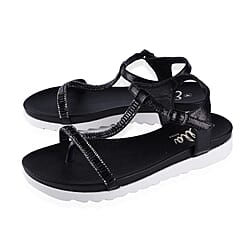 Ella Alison Toe Post Comfortable Sandal in Black (Size 4)