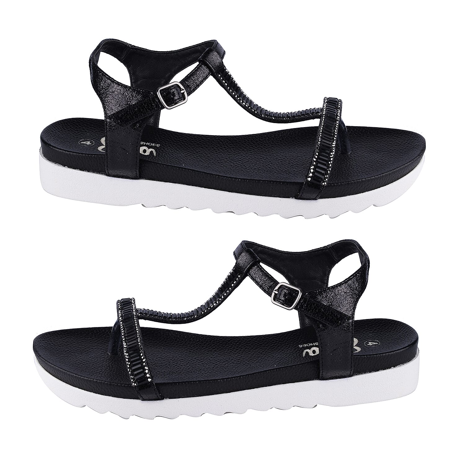 Ella Alison Toe Post Comfortable Sandal in Black (Size 4)