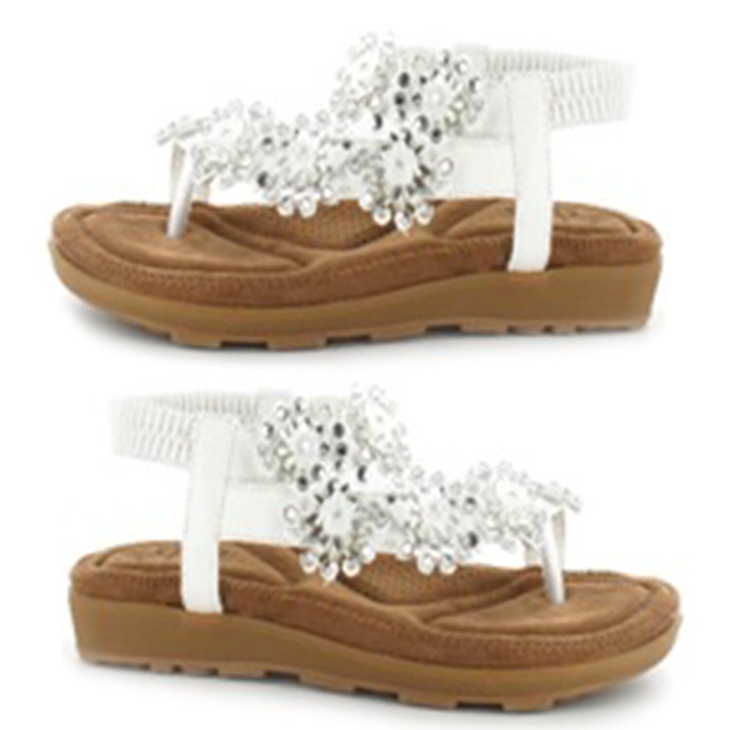 Ella Daisy Toe Post Sandal with Elastic Strap in Black (Size 4)