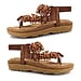 Ella Daisy Toe Post Sandal with Elastic Strap in Tan (Size 4)