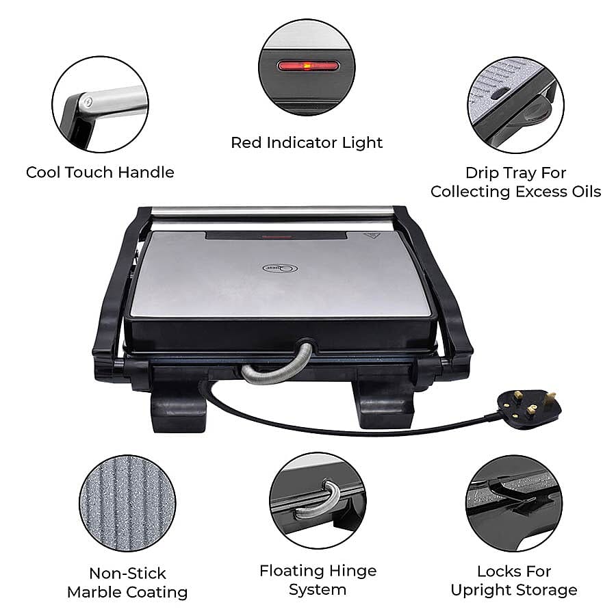 Marble Coated Health Grill & Panini Press - 1500W (Size 30x26cm)